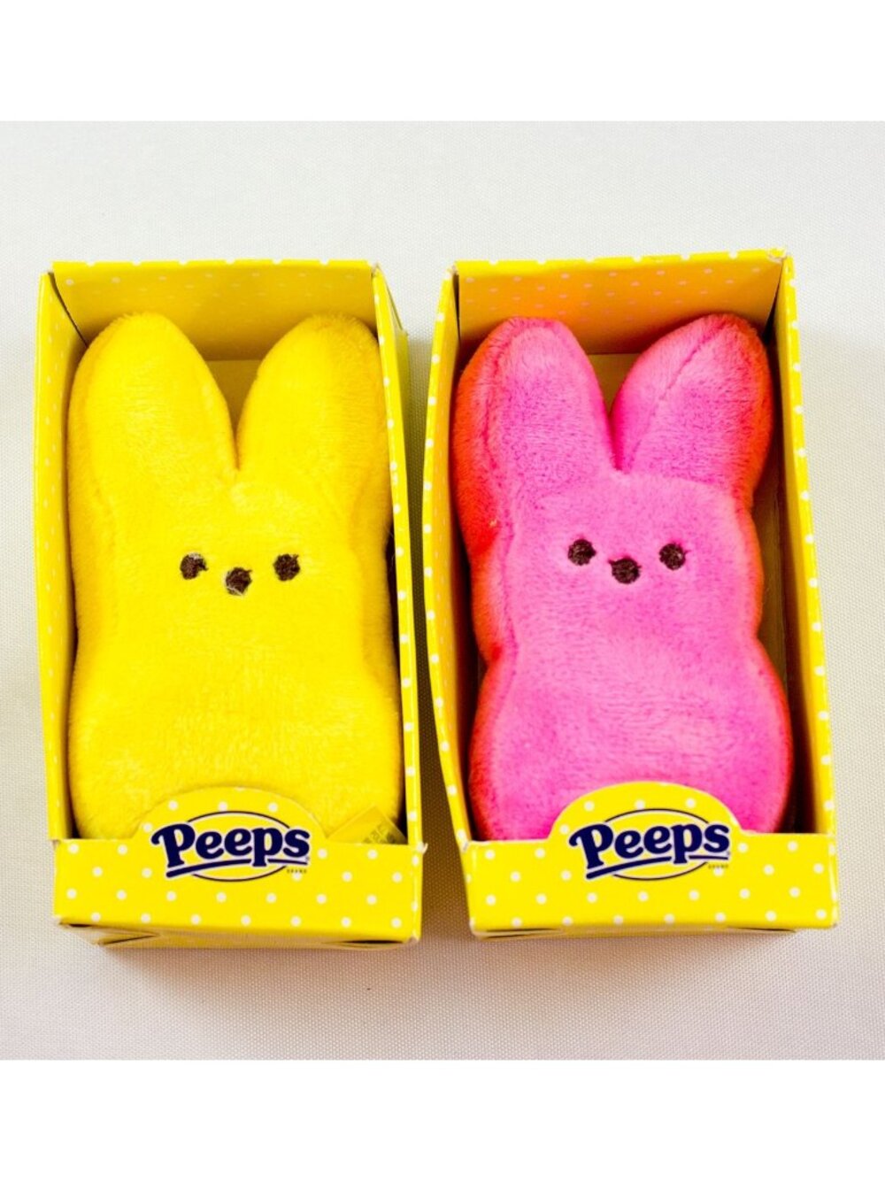Dandee Marshmallow Peeps Plush Easter Bunnies Yellow & Pink 4" 2014 NEW